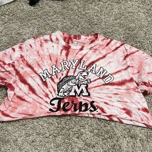University of Maryland red tie-dye cropped tshirt